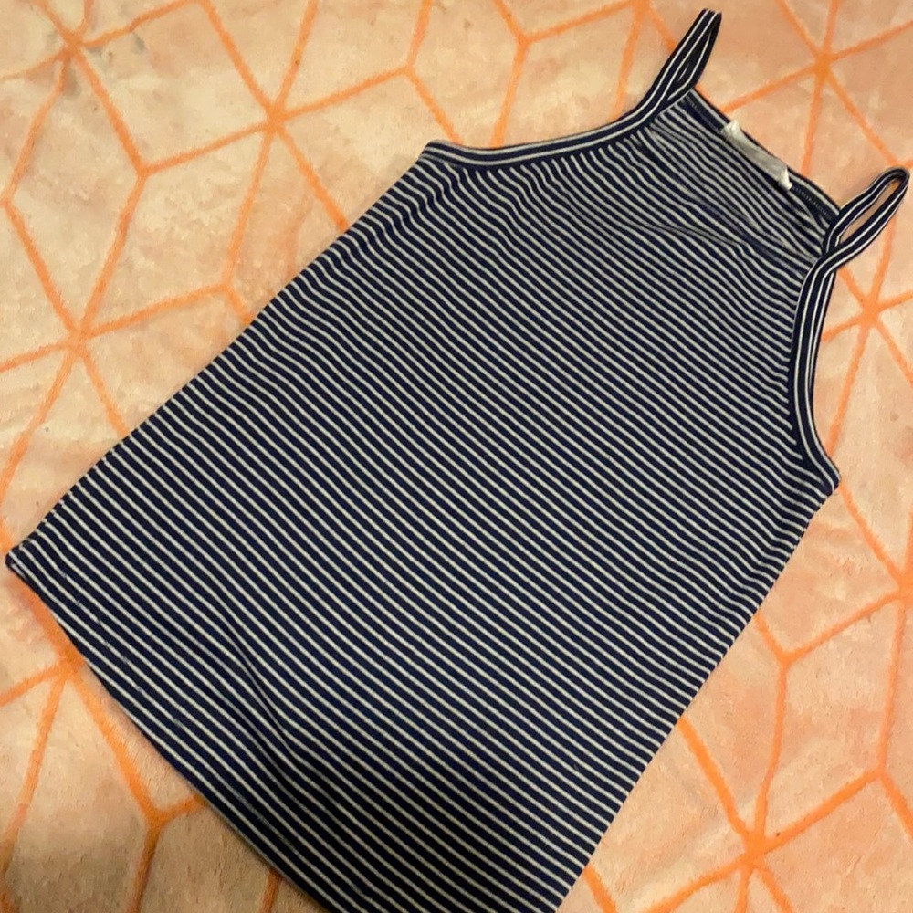 Blue and white striped top